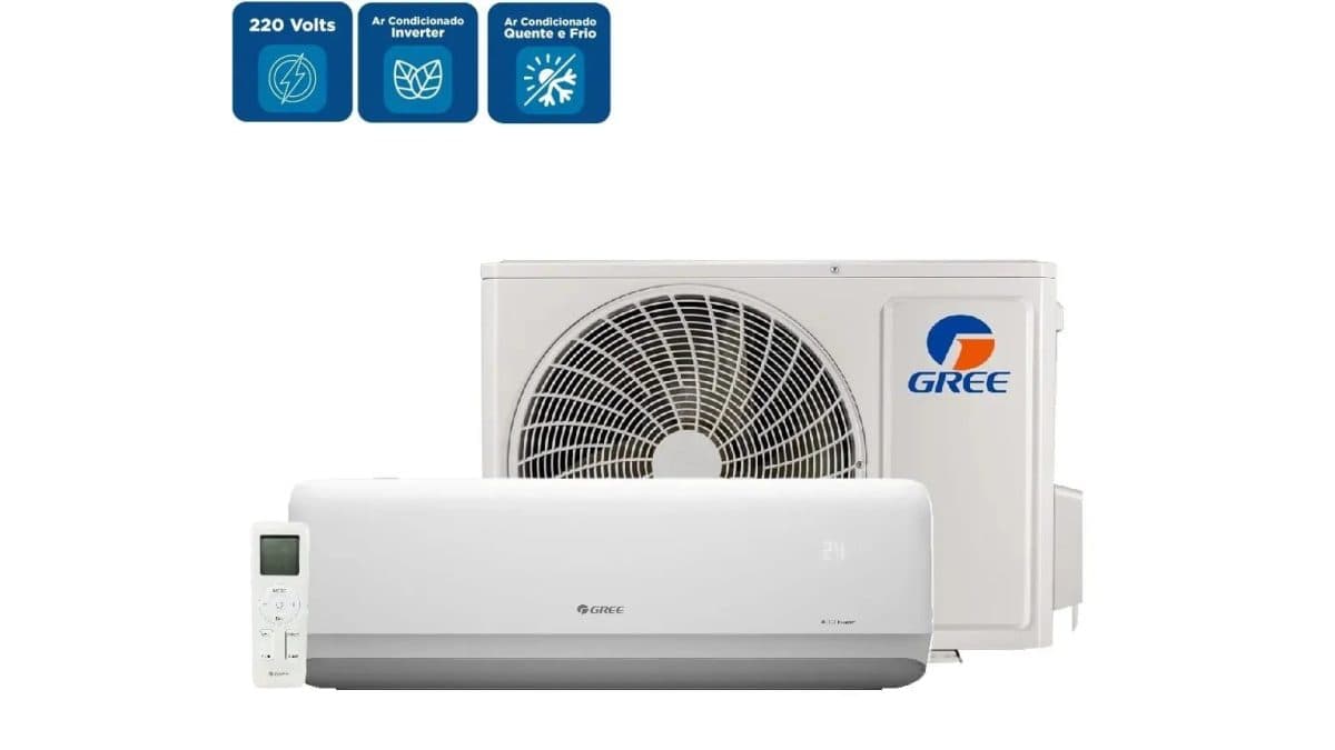 AR CONDICIONADO GREE INVERTER 12.000 BTUS C/ WI-FI 220V/60HZ QUENTE/FRIO (NOVO)
