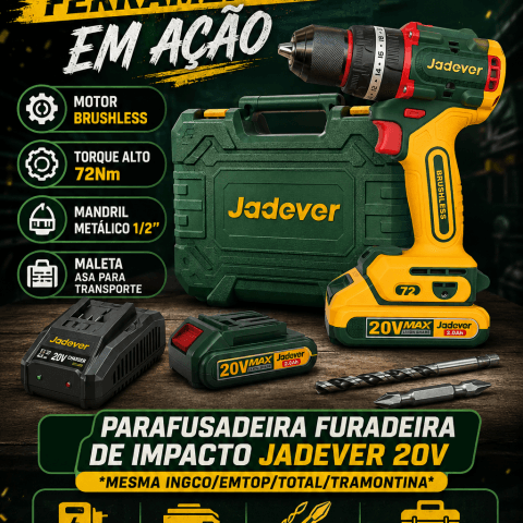 Parafusadeira Furadeira impacto JADEVER 20v