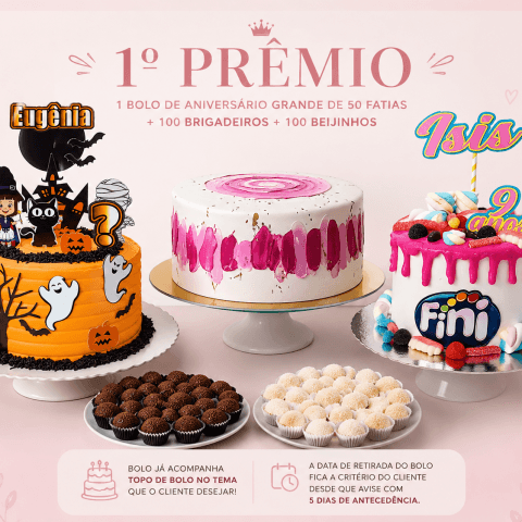 1 Bolo de Aniversário Grande + 200 Doces