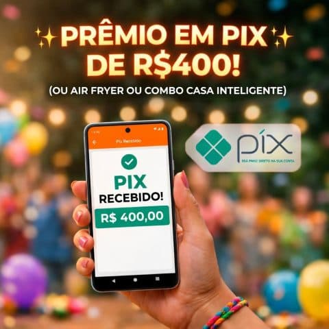 ou 💵 R$ 400,00 via Pix na sua conta