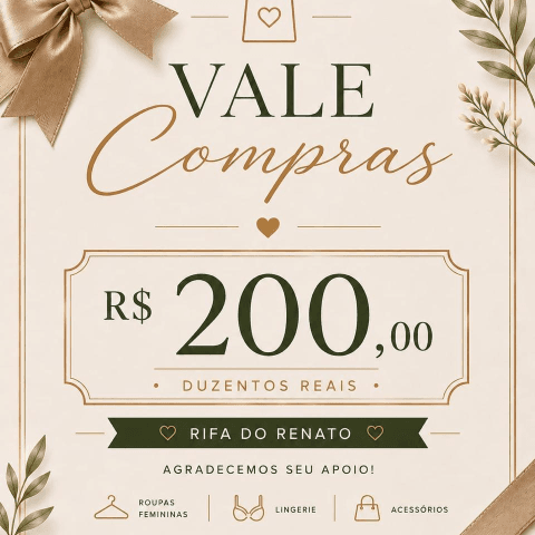 5º LUGAR: 🛍️ R$ 200,00 em compras no Studio Delas