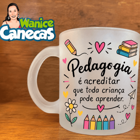 1 caneca de vidro jateado personalizada da Wanice Canecas
