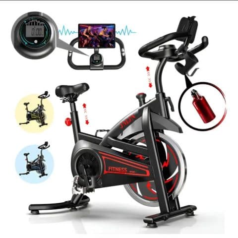 1 Bicicleta Ergométrica JMJN Fitness Sport Preta detalhe Vermelho