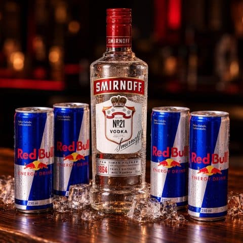Combo Vodka Smirnoff + 4 energéticos da Fábrica Rock