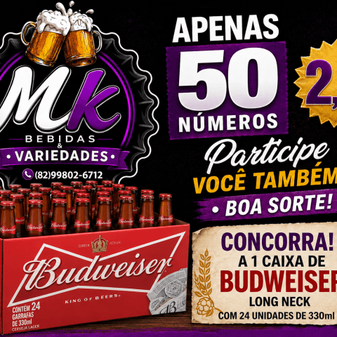 1 caixa de de Budweiser long nek 330Ml
